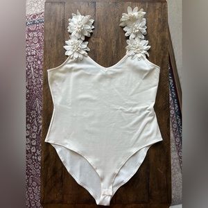 & Other Stories Bodysuit in Cream with Floral Details